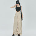 Apricot Ice Silk Wide-Leg Pants Women's Summer High Waist Draping Casual Japanese Idle Style Yamamoto Pants Mopping Casual Pants. 