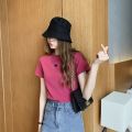 2021 Summer New Embroidered Loose Student Women's Shirt Short Sleeve T Women's T-shirt ins Trendy Women's Clothing. 