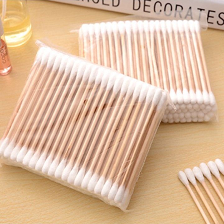 Wood Stick Cotton Swab 100pcs Double Wooden Handle Sturdy