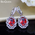 【Beiver Jewelry Store 】Stunning Turkish Red Big Oval Cubic Zirconia Stone Drop Earrings Women Wedding Jewelry Accessories E125.