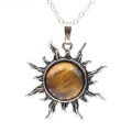 [ New ] Vintage Crystal Sun Pendant Necklace Neck Accessories Natural Amethyst Tigereye Pack Beads Semi-Precious Stone Men's and Women's Pendants. 