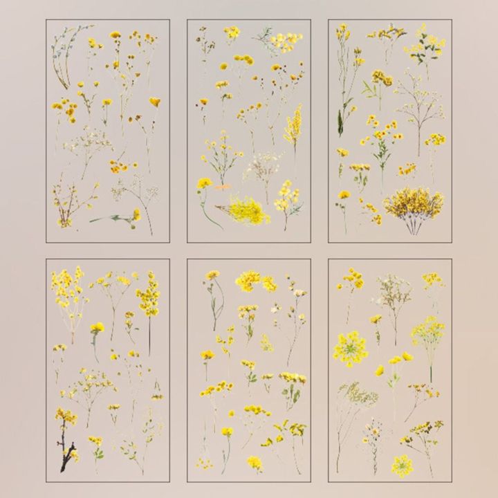 6%20pcs/pack%20Adhesive%20PVC%20Plant%20Flower%20Sticker%20Journal%20Supplies%20DIY%20sticker%20Vintage%20Transparent%20Flower%20Stickers%20Waterproof%20Clear%20PET%20Scrapbook%20Stickers%20Album%20-%20Image%206