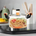 High Temperature Resistant Transparent Lid With Wooden Handle Stock Pot With Large Capacity Open Flame Heating Glass Double Ear. 