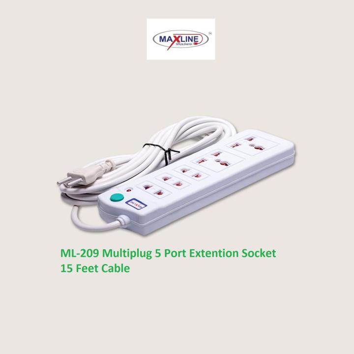 Multi Plug Maxline ML-209 Multiplug 5 Port Extention Socket 15 Feet ...