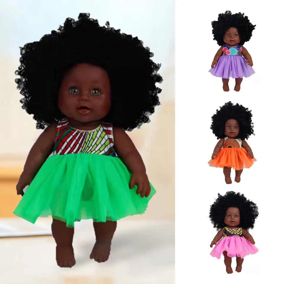 Greenhome African Black Girl Doll Vivid Expression Excellent Craftmanship Collectable 30cm Curly Hair African Black Doll for Decor Daraz .bd