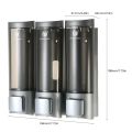 CHUANGDIAN Manual Soap Dispensers with Double Sided Foam Tape Wall-mounted Three Chamber Shampoo Box Shampoo Shower Gel Liquid Soap Dispensers Rest Room Washroom Toilet Soap Dispenser & Holder 200ml*3.