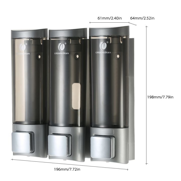 CHUANGDIAN%20Manual%20Soap%20Dispensers%20with%20Double%20Sided%20Foam%20Tape%20Wall-mounted%20Three%20Chamber%20Shampoo%20Box%20Shampoo%20Shower%20Gel%20Liquid%20Soap%20Dispensers%20Rest%20Room%20Washroom%20Toilet%20Soap%20Dispenser%20&%20Holder%20200ml*3%20-%20Image%208