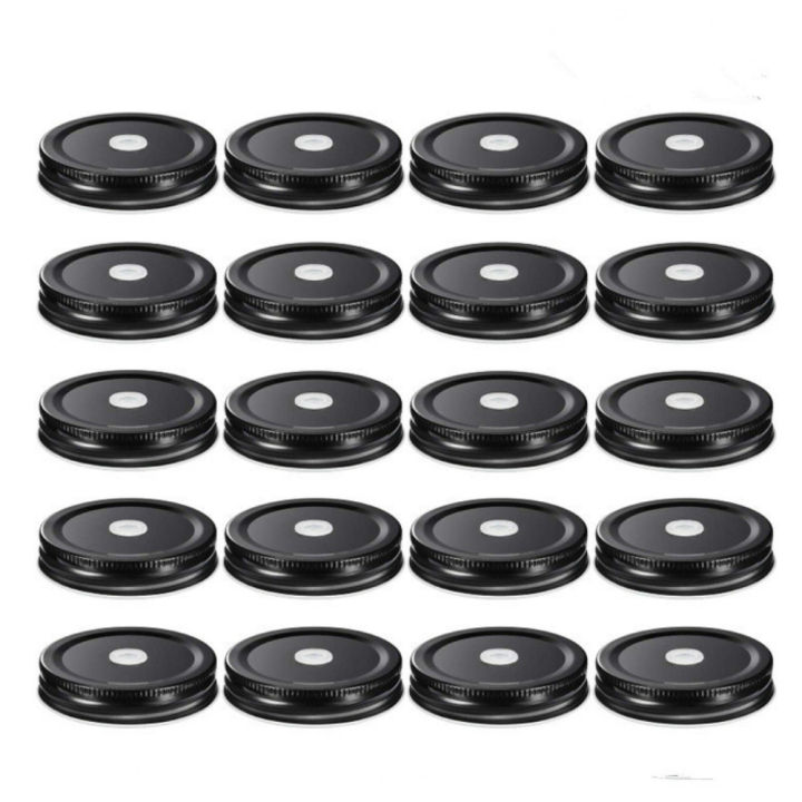 10 Pieces Stainless Steel Regular Mouth Mason Jar Lids with Straw Hole Compatible with Mason Jar