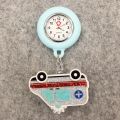 Glitter Acrylic Hospital Acrylic Heart Stethoscope Lovely Nurse Doctor Alligator Clip Pocket Watches Medical Hang Clock Gift.