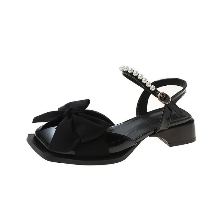 Baotou%20Sandals%20Women's%202024%20New%20Summer%20Bow%20Pearl%20Low%20Heel%20Small%20Leather%20Shoes%20Wedge%20Heel%20Women's%20Singles%20Shoes%20Women's%20Shoes%20-%20Image%206