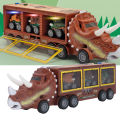 Dinosaur Carrying Truck, Dinosaur Transport Truck Dinosaur Pull Back Cars Realistic Shape Three Fun Sounds with Stone Model for Birthday Gifts. 