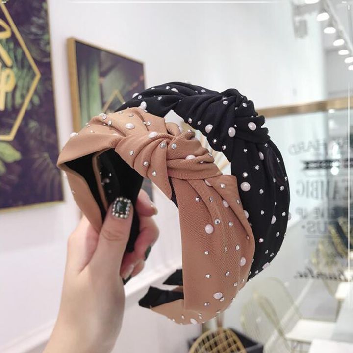 New%20Fashion%20Girls%20Headband%20Handmade%20Shining%20Pearls%20Rhinestone%20Ornament%20Hairband%20Women%20Middle%20Knot%20Turban%20Hair%20Accessories%20-%20Image%203
