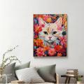 Cat in Flower Animal Pattern Cross Stitch Kit Aida 14CT 16CT 11CT White Counted Printed Fabric Embroidery DIY Home Decor Crafts Vnce Lncei. 