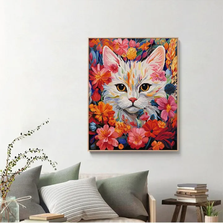 Cat%20in%20Flower%20Animal%20Pattern%20Cross%20Stitch%20Kit%20Aida%2014CT%2016CT%2011CT%20White%20Counted%20Printed%20Fabric%20Embroidery%20DIY%20Home%20Decor%20Crafts%20Vnce%20Lncei%20-%20Image%203