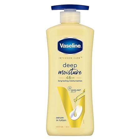 Vaseline Intensive Care, Deep Moisture Nourishing Body Lotion, for Radiant, Glowing Skin, with Glycerin, Non-Sticky, Fast Absorbing, Daily Moisturizer for Dry, Rough Skin, For Men & Women - 400ml