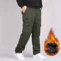 Winter Thick Pants Men Double Layer Fleece mere Overalls High Quality Men's  Trousers Warm  Cargo Pants. 