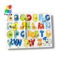 :   English ABCD Alphabet Wooden Puzzle Board With Backside White Board. 