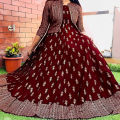 China Linen Fabric Long Kurti with Stylish Koti – Women’s Designer Gown. 