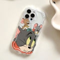 Jizetin for Realme C55 / Narzo N55 Back Cover Cartoon Cat Mouse Cream Wavy Edge Soft Silicone Phone Case. 