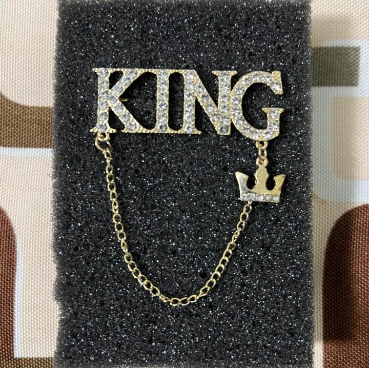 King Word Stoned Brooch For Men Fashion Suit Accessories