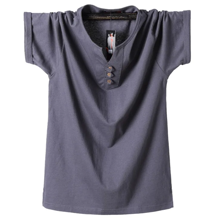 QYLVAWOY%20Loose%20Casual%20Men%20T%20Shirt%202022%20Summer%20Oversize%20Mens%20T-shirt%20Cotton%20Men's%20Cool%20Top%20Solid%20Fashion%20V%20Neck%20Camisetas%20FCY495%20-%20Image%204