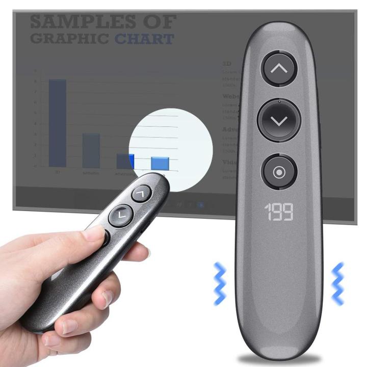 Wireless Presenter Highlighting Magnify LED LCD Mac Digital Pointer Air Mouse Function USB Rechargeable Powerpoint Presentation Clicker