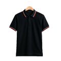 Black Mesh Polo T-Shirt for Men – Red White Collar | Slim Fit | Breathable | Casual & Office Wear. 