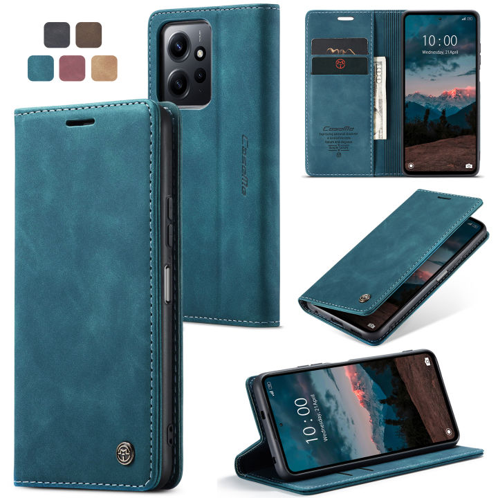 High Quality Retro Magnetic Flip Leather Case For Xiaomi Redmi Note 12 4G Phone Case Wallet Card Cover