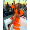 8 Colors Summer Women's Clothes Sets Solid Color Off Shoulder Long Sleeve Tops Cover Up Skirt 2pcs Suit Holiday Beachear.