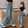 Girls' jeans, spring and autumn new middle and large children's bell bottoms, spring and autumn foreign style baby girls, children's leisure, long filial piety.