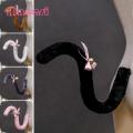 Bendable Skeleton Tail Accessory Soft Plush Long Cat Tail Ribbon Bowknot Bell Cosplay Accessory for Women Girls Bendable Shape Imitation Tail for Dress Skirt Leggings Jeans Dance Celebrations Super. 