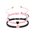 Bracelet Set Friendship Jewelry Heart Beaded Bracelet Braided Rope Bracelet Matching Couple Bracelet.