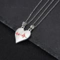 Fashion Magnetic Heart Shape Necklace Sweet Romantic Electrocardiogram Pendant Necklace Love Couple Necklace for Women Girls Jewelry Valentine's Day Gift. 