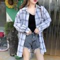 Plaid Shirt Women's Spring and Autumn Thin Korean Style Loose Versatile Long Sleeve Shirt Sun Protection Coat.