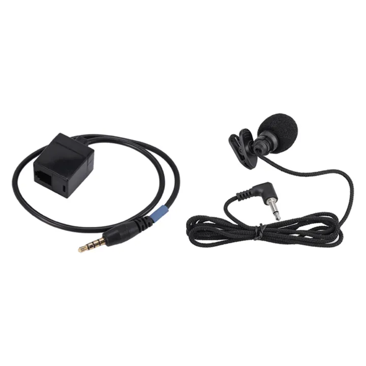 Clip-on Lapel 3.5mm Jack Condenser Mic with 3.5mm Male Jack to RJ9 4P4C Female Adapter Converter Extension Cable Wire