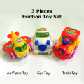 3 Piece Push and Go Friction Toy Car (Set of Air Plane, Car, Train) - Baby Toys.
