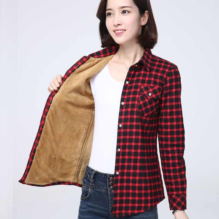 2023%20Winter%20New%20Plus%20Thick%20Women's%20Warm%20Plaid%20Shirt%20Coat%20Lady%20Casual%20Fleece%20Velvet%20Jacket%20Tops%20Hot%20Women%20Clothes%20Outerwear%20-%20Image%202