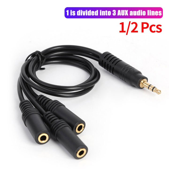 1/2 Pcs 32cm Y Splitter Cable 3.5 mm 1 Male to 3 Female Audio Cable for Earphone Headset