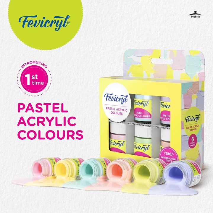 Fevicryl Multi Surface Pastel Acrylic Colours Kit 6 Shades X 15Ml
