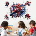 Creative Spiderman wall Sticker For Kid Room Baby Boy Bedroom Self-adhesive Home Murals Decoration PVC Decals Avenge Poster.