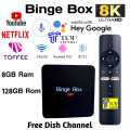 Binge Box 8k Voice Control Android Tvbox 8gb ram 128gb rom Bluetooth 5.2. 