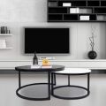 Round Coffee Tables,2 Round Nesting Table Set Circle Coffee Table with Storage Open Shelf for Living Room Modern Minimalist Style Furniture Side End Table of Stable(Black &. 