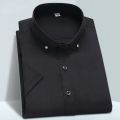 High Quality Non-ironing Mens Dress Shirt Short Sleeve New Solid Male Clothing Fit Business Shirts White Blue Navy Black Yyqwsj. 