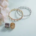 Ring Bracelet Allergy Free Vivid Color Shiny Surface Sparkling Easy-wearing Fade-Resistant Copper 2 in 1 Retractable Ring Bracelet Women Jewelry Birthday Gift. 