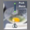Stainless Steel Push Whisk,Semi-automatic Rotating Whisk,Hand Push Rotary Whisk Blender,Egg Beater,Milk Frother,Drink Mixer for Kitchen Coffee Blending Whisking Beating Stirring. 