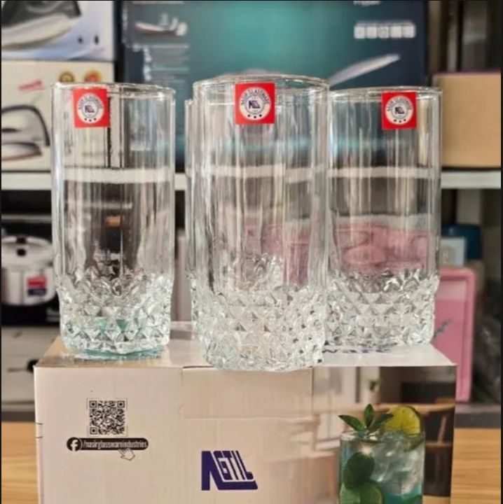Everyday%20Use%20good%20quality%20strong%20%20Crystal%20Clear%20transparent%20Beautiful%20unique%20design%20Water%20/Drinking%20/Coke%20/%20Sorbat/Milk/%20Lassi/%20premium%20glass%20Set%206%20Pieces%20per%20%20capacity%20300Ml%20-%20Image%202