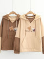 Korean Kawaii Hoodies Women Harajuku Bear Anime Cotton Fleece Hoodie Coat Long Sleeve Oversized Kpop Y2K Girls Winter Clothes.