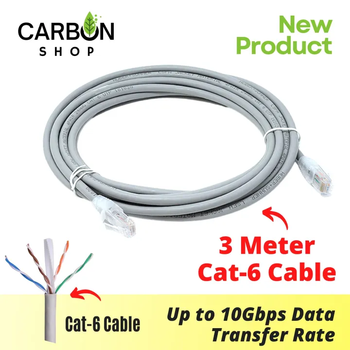 High-Performance - 3 meter Cat 6 Gigabit Ethernet Copper Twisted Wire Lan Cable - Reliable Accessory