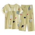 Fashion Print Pajamas Set Summer 100% Cotton Sleepwear For Women Casual Home Wear Ladies Night Big Size Pijamas Pyjamas M-XXXL.