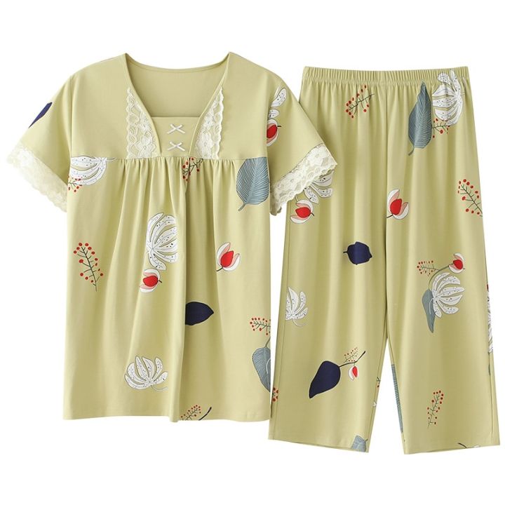 Fashion%20Print%20Pajamas%20Set%20Summer%20100%25%20Cotton%20Sleepwear%20For%20Women%20Casual%20Home%20Wear%20Ladies%20Night%20Big%20Size%20Pijamas%20Pyjamas%20M-XXXL%20-%20Image%203